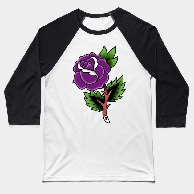 Purple Rose Baseball T-Shirt by Mertalou